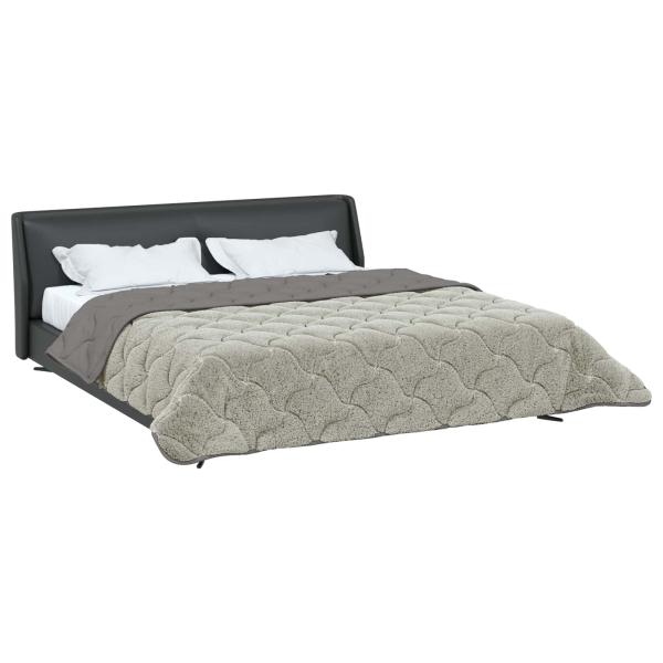 Sommerdecke Hellgrau 200 x 200 cm Mikrofaser und Teddy-Fleece