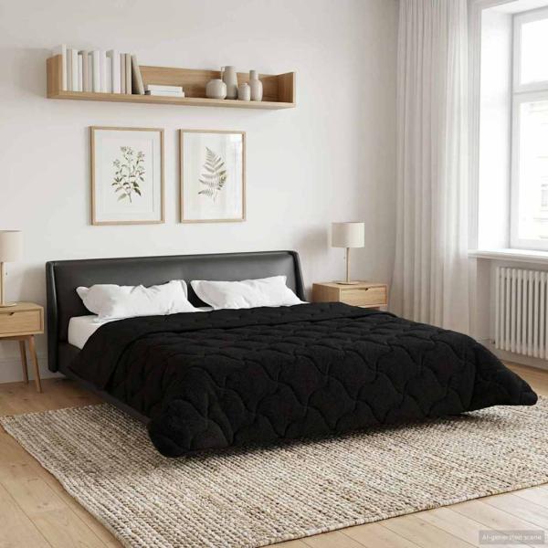 ARDEBO.de - Sommerdecke 200 x 240 cm Sommer Schwarz Atmungsaktiv