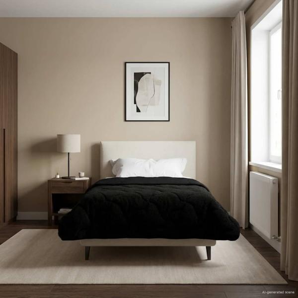 ARDEBO.de - Sommerdecke 155 x 220 cm Sommer Schwarz Atmungsaktiv
