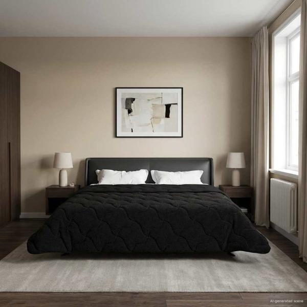 ARDEBO.de - Sommerdecke 220 x 260 cm Sommer Schwarz Atmungsaktiv