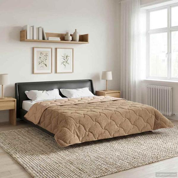 Sommerdecke 200 x 200 cm Sommer Taupe Atmungsaktiv