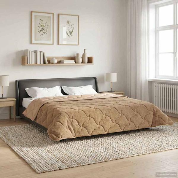 ARDEBO.de - Sommerdecke Taupe 200 x 240 cm Mikrofaser und Teddy-Fleece