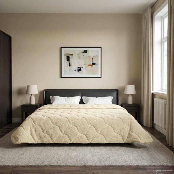 ARDEBO.de - Sommerdecke 200 x 240 cm Sommer Creme Atmungsaktiv