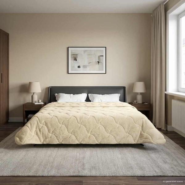 Sommerdecke 220 x 260 cm Sommer Creme Atmungsaktiv
