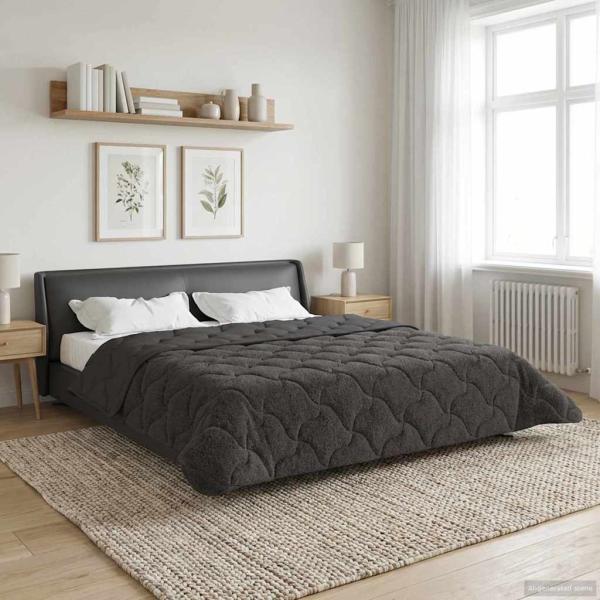 Ganzjahresbettdecke Gepolstert Anthrazit 200 x 240 cm