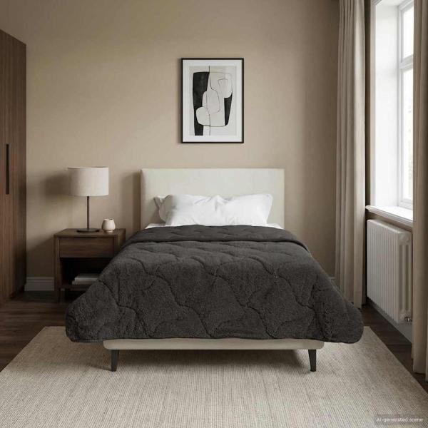 ARDEBO.de - Ganzjahresbettdecke Gepolstert Anthrazit 140 x 220 cm