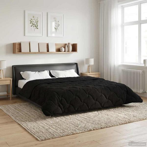 ARDEBO.de - Ganzjahresbettdecke Gepolstert Schwarz 220 x 260 cm