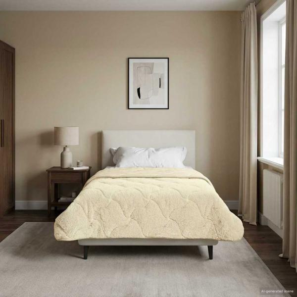 ARDEBO.de - Ganzjahresbettdecke Gepolstert Creme 135 x 200 cm