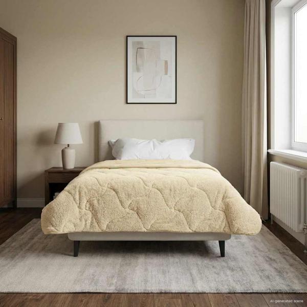 ARDEBO.de - Ganzjahresbettdecke Gepolstert Creme 140 x 220 cm