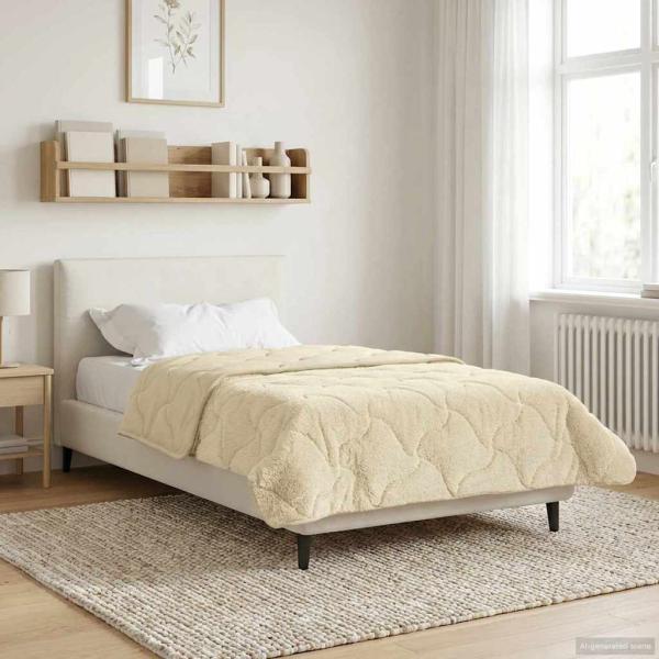 Ganzjahresbettdecke Gepolstert Creme 140 x 220 cm