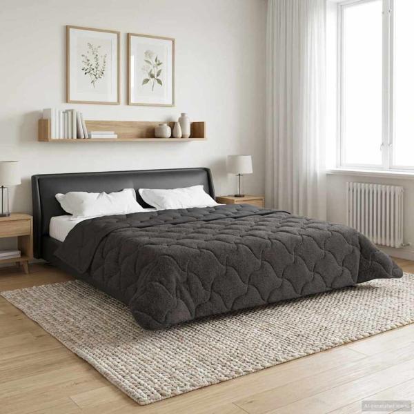 ARDEBO.de - Winterbettdecke 220 x 260 cm Winter Anthrazit Atmungsaktiv
