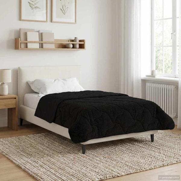 ARDEBO.de - Winterbettdecke 135 x 200 cm Winter Schwarz Atmungsaktiv
