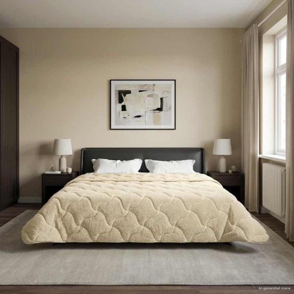 ARDEBO.de - Winterbettdecke 240 x 260 cm Winter Creme Atmungsaktiv