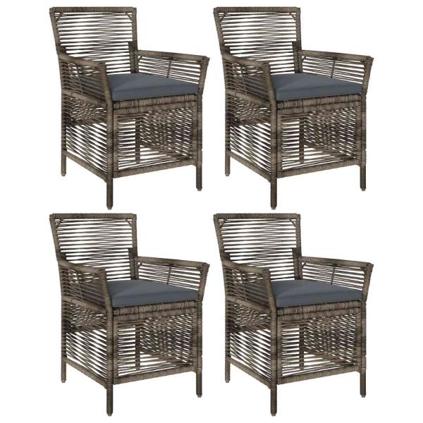 Gartenstuhl 4 stk. Grau und Dunkelgrau Poly-Rattan