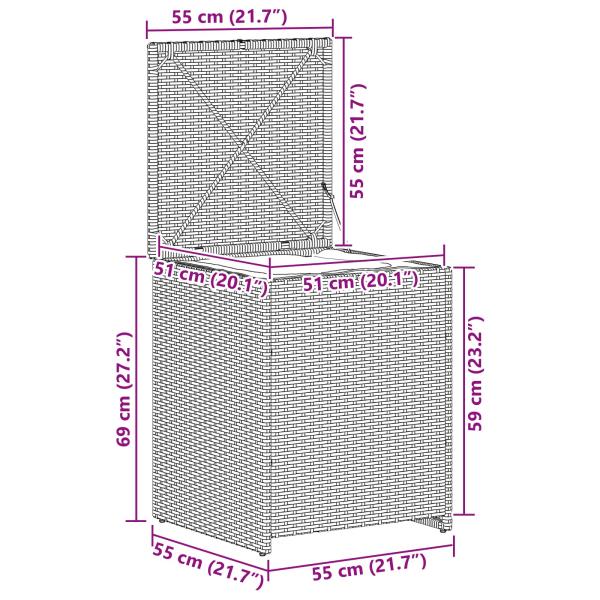 Kissenbox 55 x 55 x 69 cm Stahl