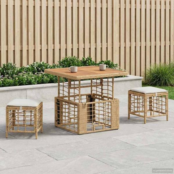 ARDEBO.de - Garten Essgruppe 3 stk. Natur und Weiß
