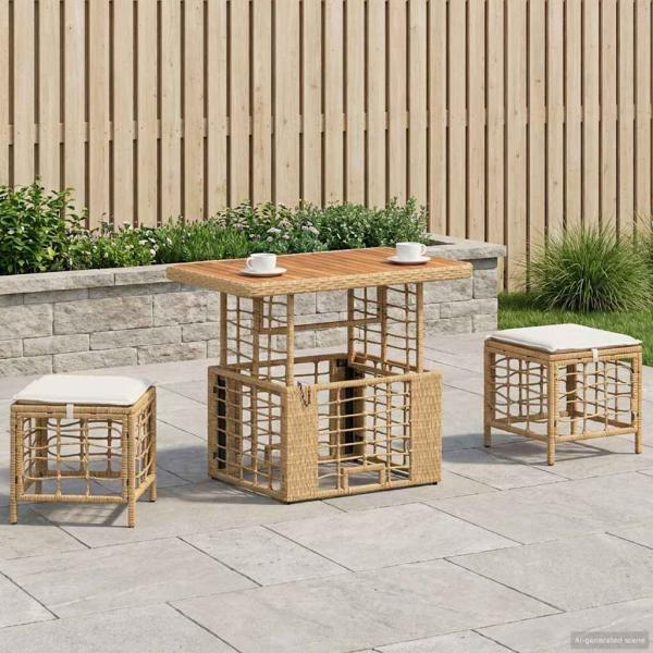 ARDEBO.de - Garten Essgruppe 3 stk. Natur und Weiß