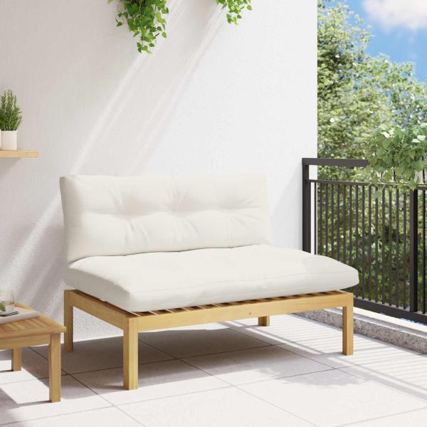 ARDEBO.de - Mittelsofa Einheit Helles Akazie und cremeweiß Akazienholz