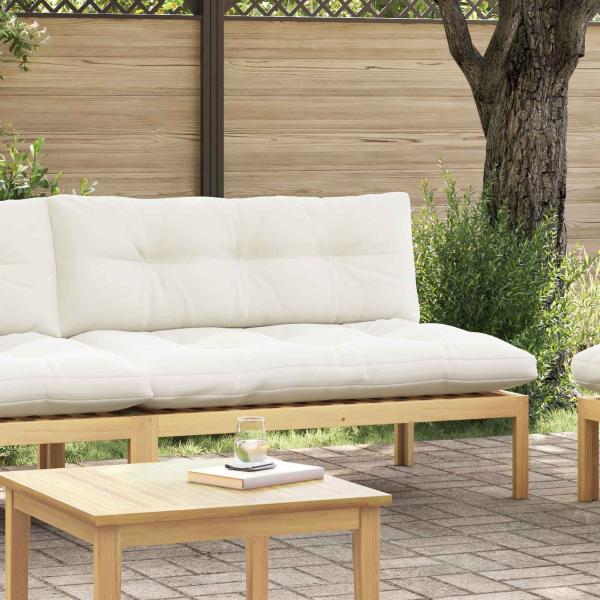 Mittelsofa Einheit Helles Akazie und cremeweiß Akazienholz