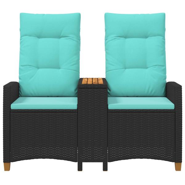 Liegebank mit Tisch 2 -Seater 126 x 65 x 112 cm Poly-Rattan