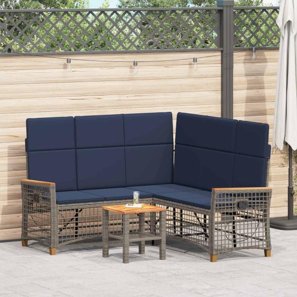 ARDEBO.de - Garten Liegesofa Set 5-Sitzanzahl Grau und Marineblau