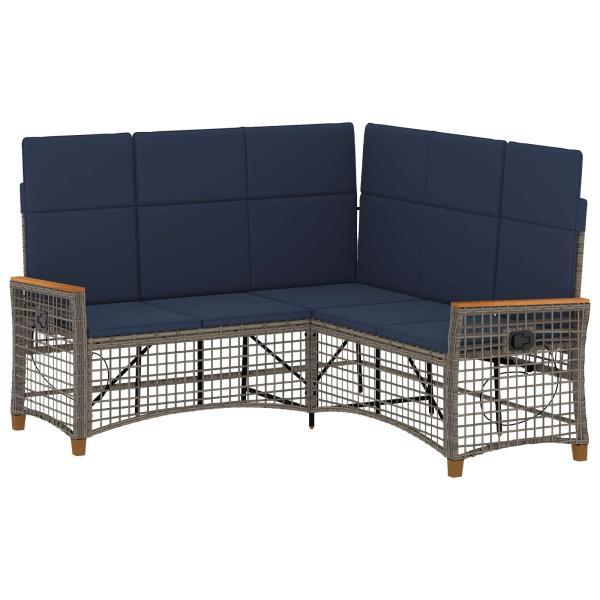 Garten Liegesofa Set 5-Sitzanzahl Grau und Marineblau