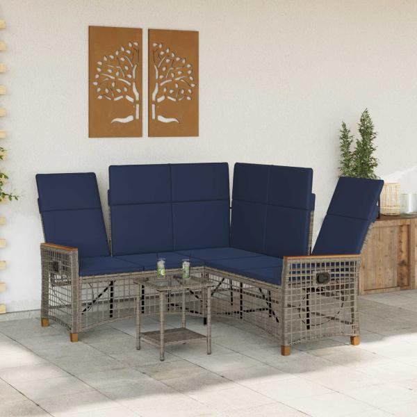 Garten Liegesofa Set 5-Sitzanzahl Grau und Marineblau