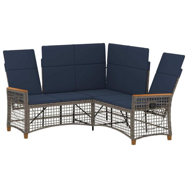 Garten Liegesofa Set 5-Sitzanzahl Grau und Marineblau