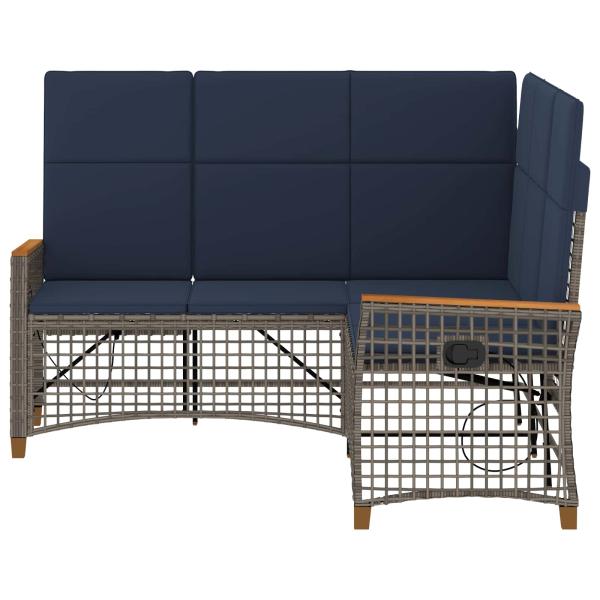Garten Liegesofa Set 5-Sitzanzahl Grau und Marineblau
