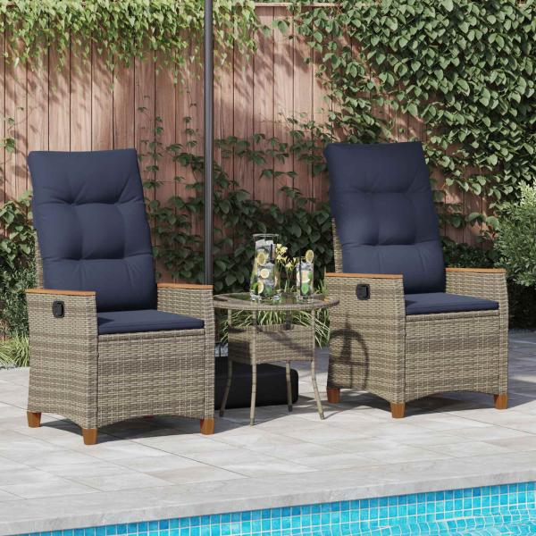 Verstellbarer Gartenstuhl 2 stk. Grau und Marineblau