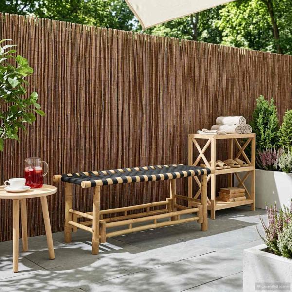 ARDEBO.de - Gartenbank 110 x 38 x 40 cm Bambus Natur Rechtwinklig