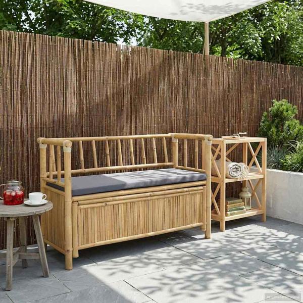 ARDEBO.de - Garten-Aufbewahrungsbank 110 x 47 x 80 cm Bambus Natur