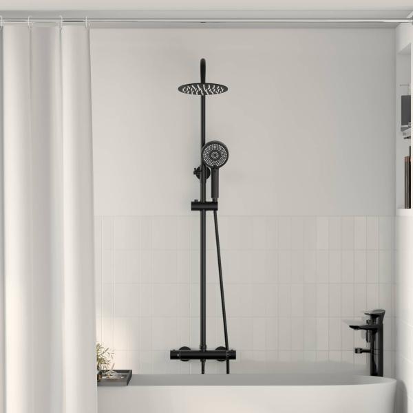 ARDEBO.de - Thermostatisches Duschset Schwarz Edelstahl 201