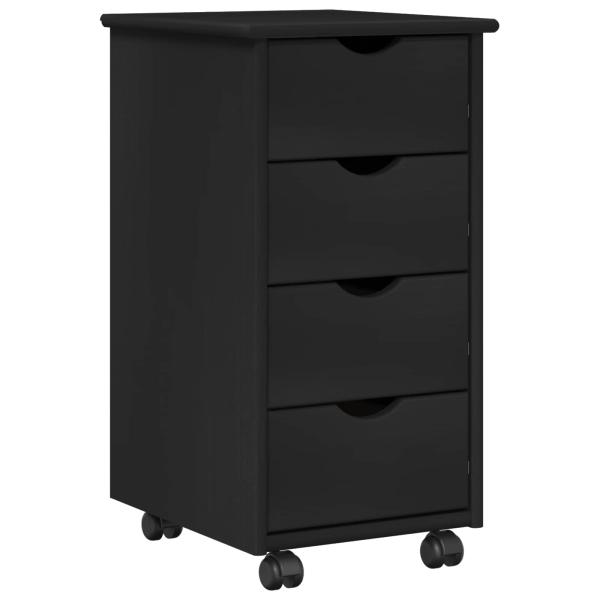 Rollschrank 34 x 39 x 65,5 cm Massivholz Kiefer Schwarz