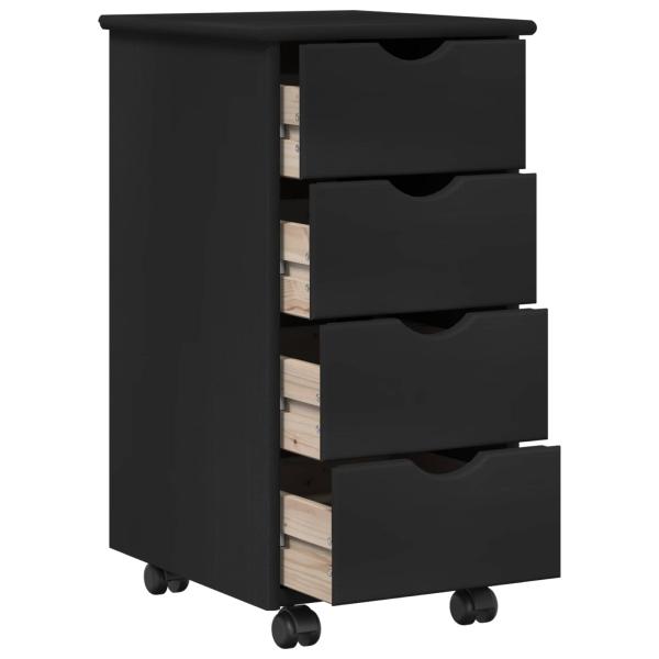 Rollschrank 34 x 39 x 65,5 cm Massivholz Kiefer Schwarz