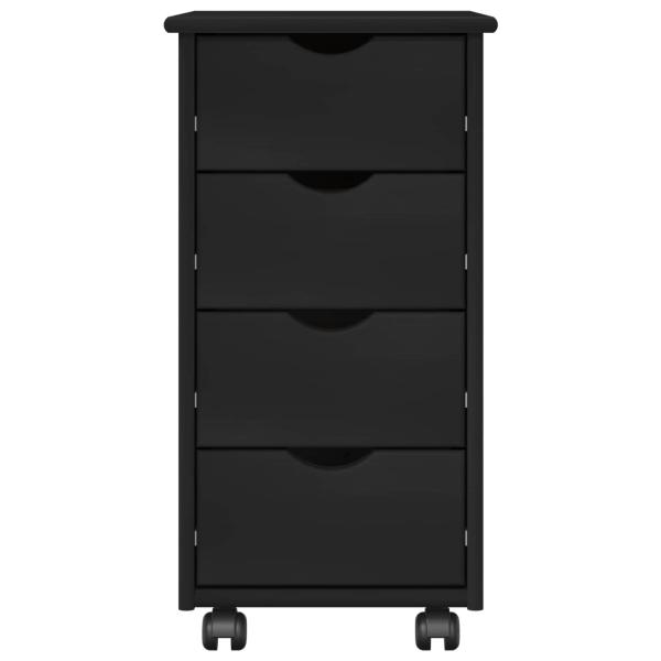 Rollschrank 34 x 39 x 65,5 cm Massivholz Kiefer Schwarz