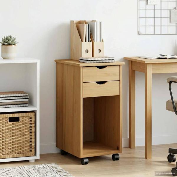 ARDEBO.de - Rollschrank Honigbraun 34 x 39 x 65,5 cm Massives Kiefernholz
