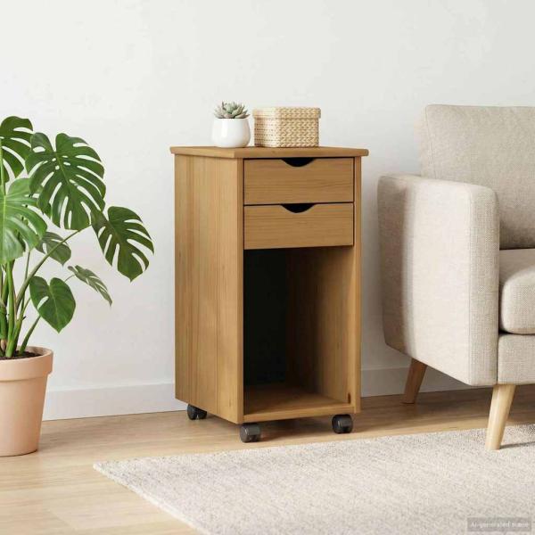 Rollschrank Honigbraun 34 x 39 x 65,5 cm Massives Kiefernholz