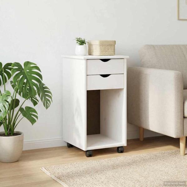 Rollschrank 34 x 39 x 65,5 cm Massives Kiefernholz Weiß