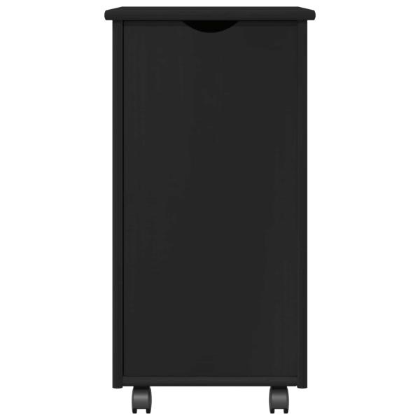 Rollschrank Mit Rad Schwarz 34 x 39 x 65,5 cm Massivholz Kiefer