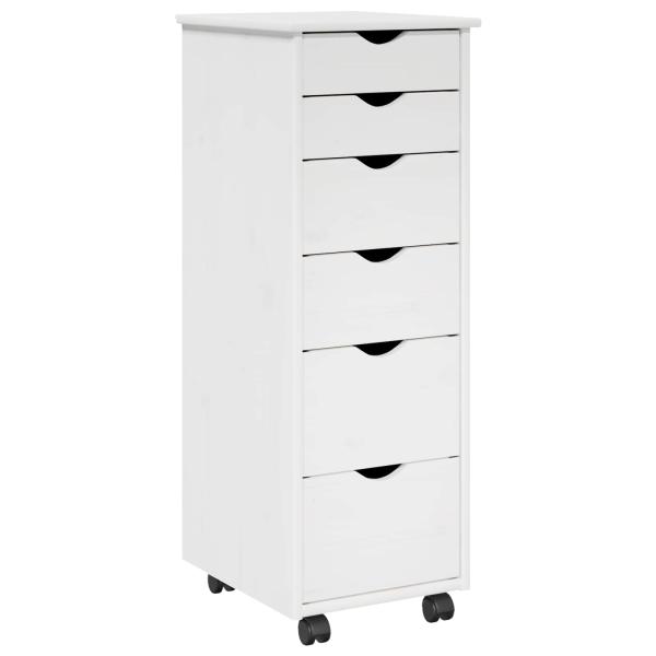 Rollschrank 34 x 39 x 93,5 cm Massivholz Kiefer Weiß