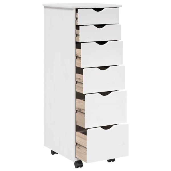 Rollschrank 34 x 39 x 93,5 cm Massivholz Kiefer Weiß