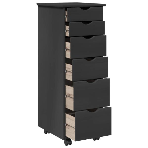 Rollschrank Mit Rad Grau 34 x 39 x 93,5 cm Massivholz Kiefer
