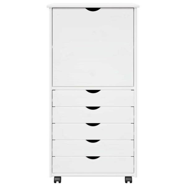 Rollschrank Mit Rad Weiß 53 x 39 x 103 cm Massivholz Kiefer