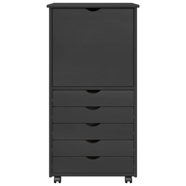 Rollschrank 53 x 39 x 103 cm Massivholz Kiefer Grau