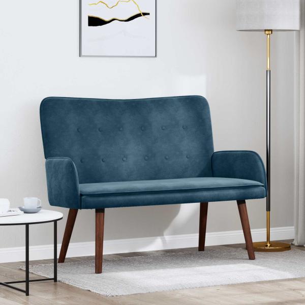 ARDEBO.de - 2-Sitzer Sofa Blau 115 x 61 x 87 cm Samt