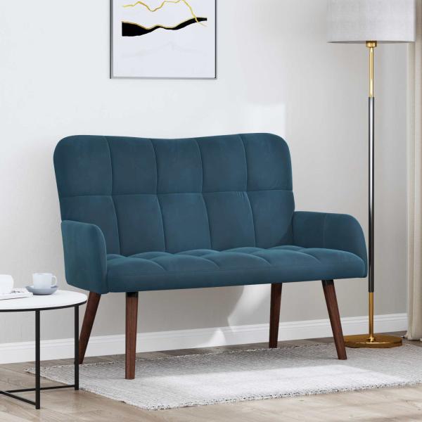 ARDEBO.de - 2-Sitzer Sofa Blau 115 x 61 x 87 cm Samt