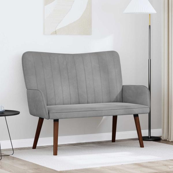ARDEBO.de - 2-Sitzer Sofa Hellgrau 115 x 61 x 87 cm Samt