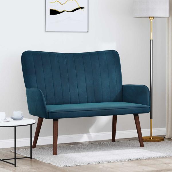 ARDEBO.de - 2-Sitzer Sofa Blau 115 x 61 x 87 cm Samt