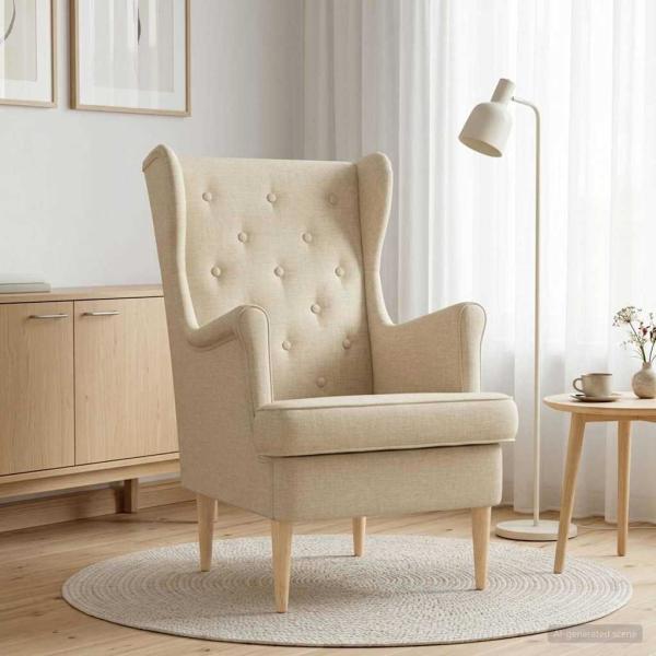 Sessel Creme Stoff